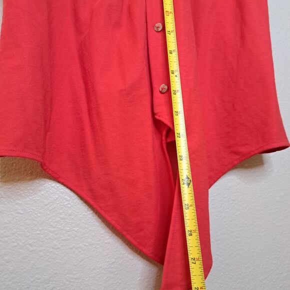 Massimo Dutti Women Collared Sleeveless Top Red Button Up Size S Front Knot - Picture 2 of 10